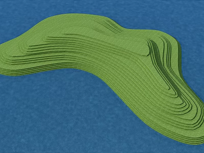 Green Wavy Layered Garden Landscape With Undulating Terrain And Curved Mounds Design 3d model