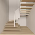 Modern Indoor Staircase With Floating Wooden Steps And White Handrail