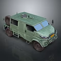 Green Military Armored Tank With Heavy Duty Wheels And Roof Mounted Weapon System