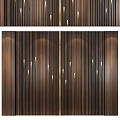 Dark Wood Slat Bed Accent Wall With Lighting And Gold Accents