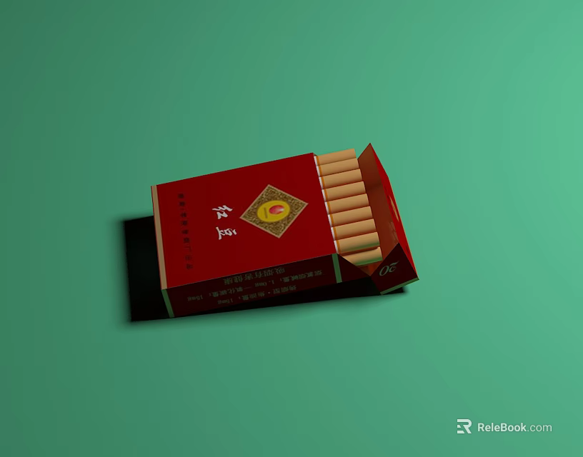 Red Cigarette Pack As Daily Household Item With Opened Box And Cigarettes 3d model 