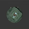 Cartoon Scene With Green Hills Pine Trees Big Moon Flying Birds And Blue Wolf