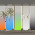 Modern Colorful Room Dividers with Various Shapes and Metal Frames for Interior Decoration
