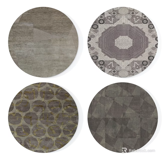 Round Rugs With Various Geometric Patterns And Modern Design Styles 3d model