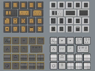 Various Modern Home Switch Panels With Different Colors Socket Options And Stylish Designs 3d model