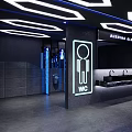 Modern Cyberpunk Mens Public Toilet With Stunning Neon Lighting And Sleek Dark Interior Design