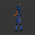 3D Blue Police Robot Character Design With Futuristic Mechanical Armor And Details
