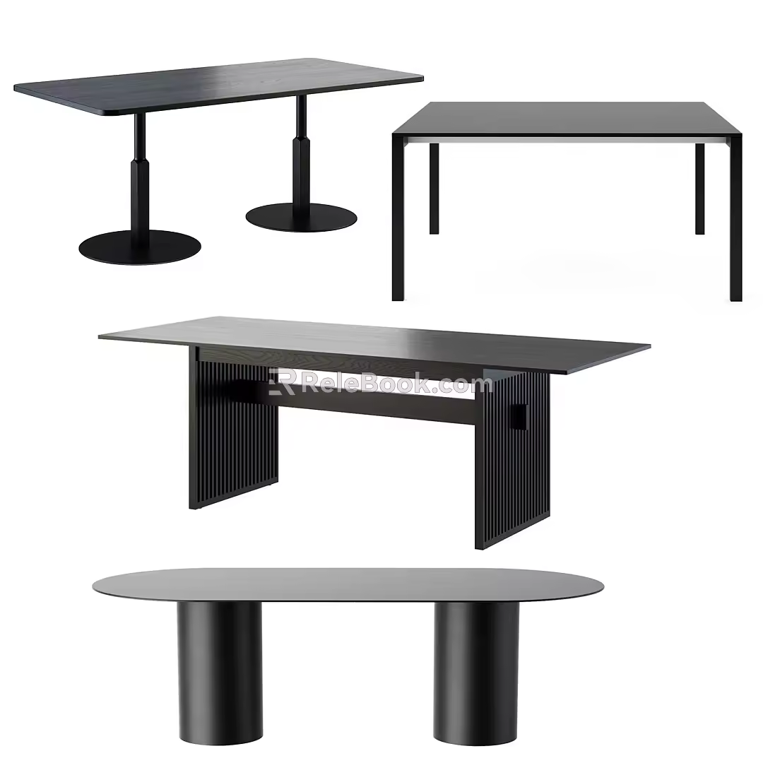 Modern Rectangular Dining Table Desk 3d model