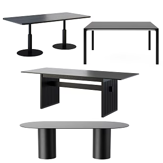 Modern Rectangular Dining Table Desk 3d model