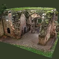 Ancient Stone Ruins Featuring Arched Doorway And Moss Covered Historical Walls