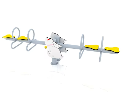 Children's Playground Balance Beam With Rabbit Design And Yellow Seats 3d model