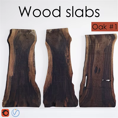 Rustic Dining Table Featuring Solid Oak Wood Slabs With Natural Grain 3d model