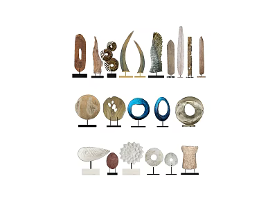 Natural Style Decorative Ornament Set With Various Shapes And Materials For Home Decor 3d model