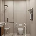 Modern Accessible Light Beige Bathroom With Safety Grab Rails And Complete Wet Dry Separation Design