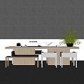 Modern Long Tea Table and Chair Combination Sales Department Manual Table and Chair Combination 3d model