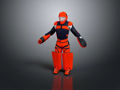 Game And Movie Character With Orange And Dark Blue Armor Helmet And 3D Model Design 3d model
