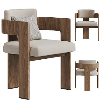 Modern Dining Chair Ancient Style Single Chair Leisure Chair Pillow 3d model