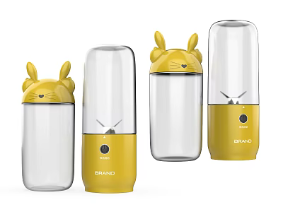Cute Mini Kitchen Blenders With Rabbit Ear Design And Yellow Transparent Bodies 3d model