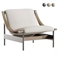Stylish Beige Leisure Chair With Upholstered Fabric Wooden Armrests And Metal Legs