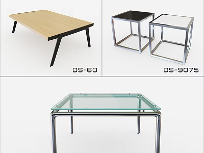 Modern Dining Tables With Wooden Glass Tops And Metal Frame Designs 3d model