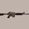Detailed View of Black Rifle With Barrel Magazine and Stock Components