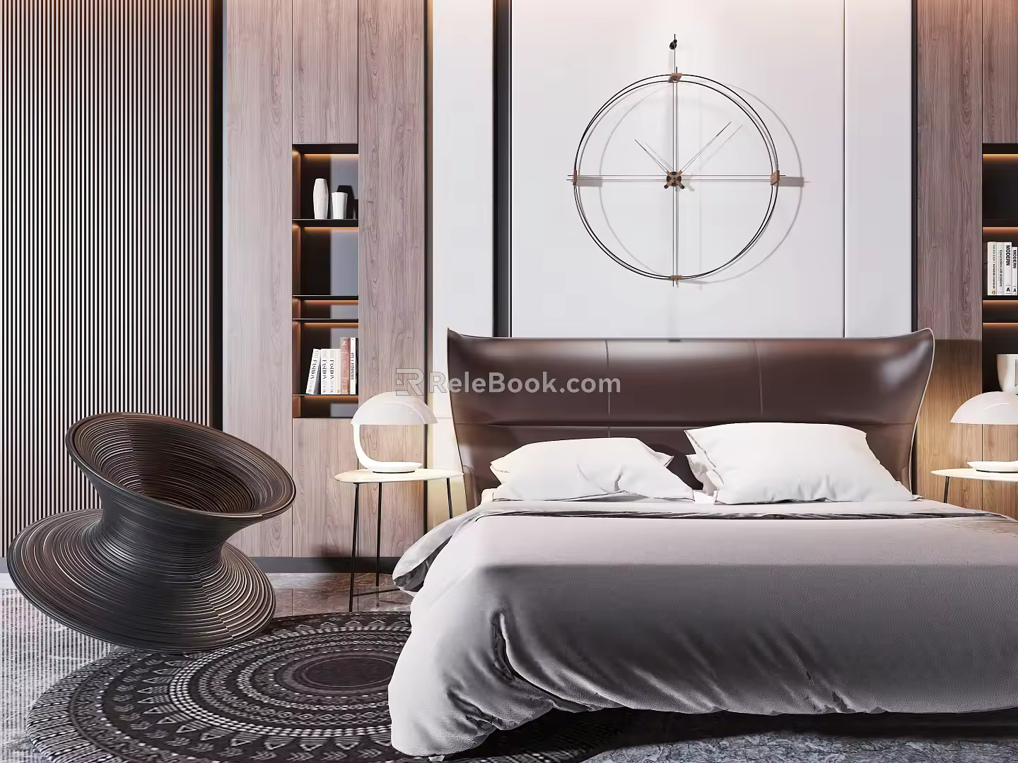 Modern background double bed 3d model