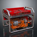Portable Power Generator With Red Top Orange Engine And Metal Frame Structure