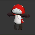 Adorable Cartoon Character In Red Mushroom Hat With White Body And Brown Arms Legs