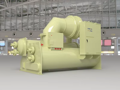 Large Light Green Industrial Equipment Featuring Pipes And Control Panel In Factory 3d model