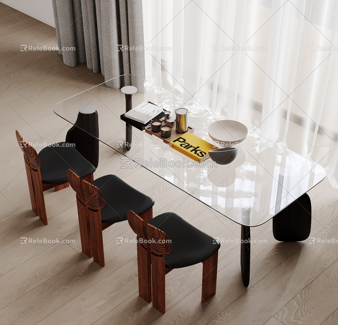 Modern Dining Table and Chair 3d model