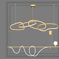 Modern Golden Circular Looped Chandelier with Illuminated Lines for Stylish Interior Design