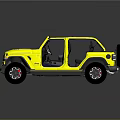 Yellow Jeep Convertible With Open Doors And Black Top Exterior Design
