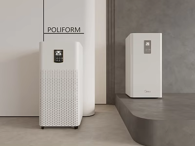 Modern White POLIFORM Air Purifiers With Digital Display And Sleek Design 3d model
