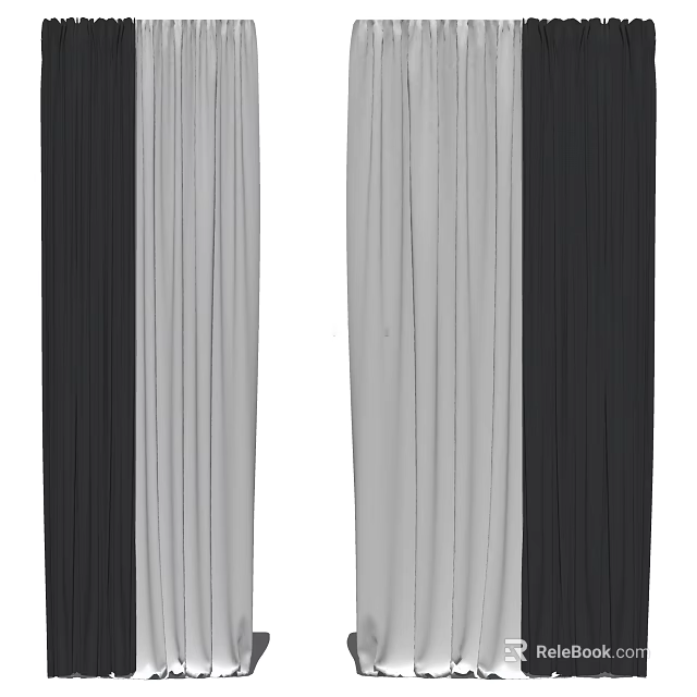 Modern Curtains With Black White And Grey Color Design For Home Decor 3d model 