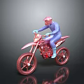 Pink Dirt Bike With Rider In Blue Outfit Pink Helmet On Dark Background