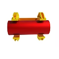 Detailed Yellow Industrial Mechanical Structure With Red Roller And Metal Components