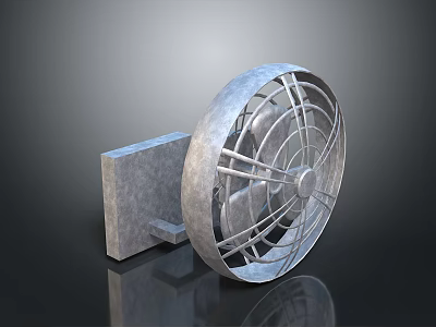Electronic Industrial Exhaust Fan With Metal Mesh Guard And Square Base Design 3d model