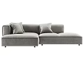Gray Sectional Multi Person Sofa with Soft Upholstery and Decorative Pillows 3d model