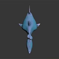Playful Blue Cartoon Character Creature With Big Eyes Long Snout And 3D Model Design
