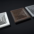 Industrial Equipment Square Metal Ventilation Grilles with Nested Patterns in White Brown Light Gray