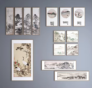 Chinese Landscape Painting Decoration Hanging Painting 3d model