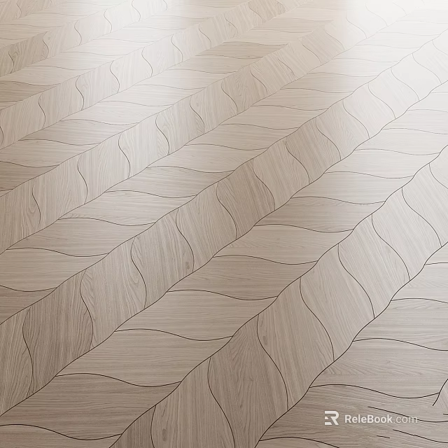 Natural Wooden Flooring Design With Herringbone Pattern And Wavy Texture Details 3d model 