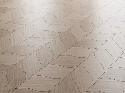 Natural Wooden Flooring Design With Herringbone Pattern And Wavy Texture Details 3d model