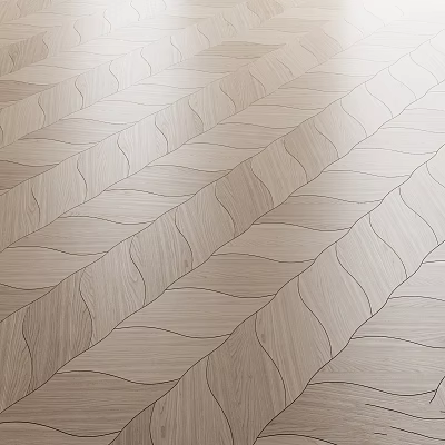 Natural Wooden Flooring Design With Herringbone Pattern And Wavy Texture Details 3d model