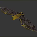 Large Winged Brown Bat Flying with Extended Dark Wings in Mid Air 3d model