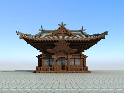 Ancient Chinese Architecture With Classic Tile Roof Upturned Eaves And Wooden Structure 3d model