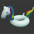 Unicorn Shaped Inflatable Swimming Ring With Rainbow Mane Tail And White Body For Water Sports