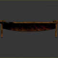 Traditional Wooden Bench Featuring Curved Seat Square Armrests And Circular Leg Supports