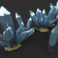 Micro Terrain With Blue Crystal Clusters And Yellow Base Structures