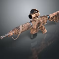 Modern Tactical Rifle With Camouflage Pattern Scope Magazine And Ergonomic Barrel